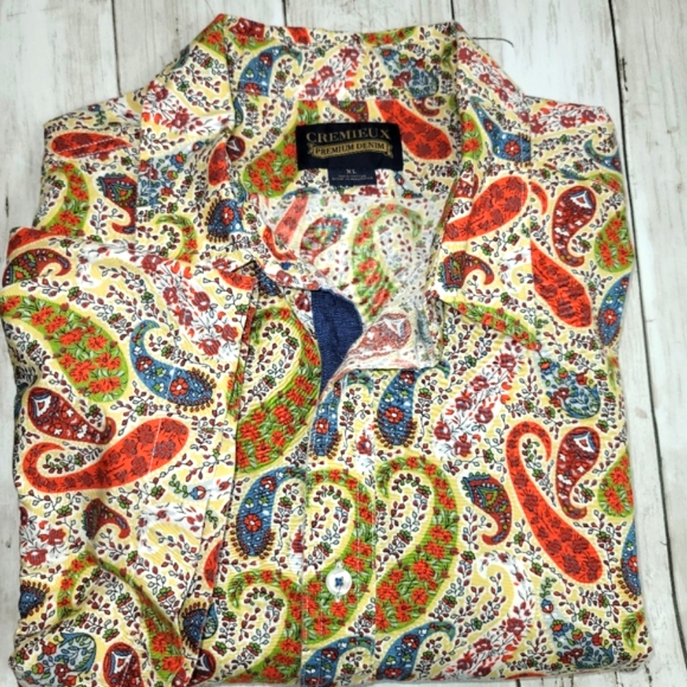 Cremieux Men's Short Sleeve XL Paisley Print Shirt